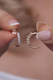 Heliophilia Silver Pendiente de Plata de Ley 925 con Baño de Oro Rosa y Circón